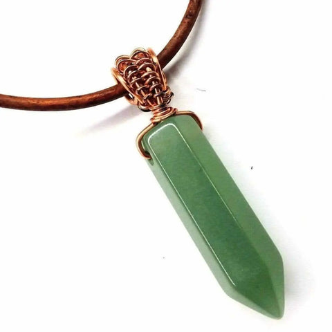 Men's Handmade Wire Wrapped Gemstone Crystal Pendant Necklace – Rustic Leather Cord | Made in USA Alexa Martha Designs  Leather Necklace