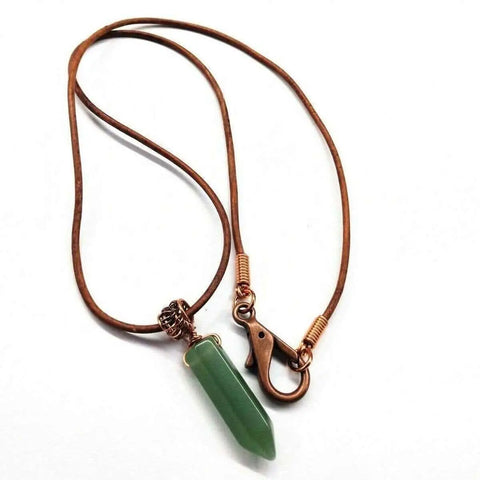 Men's Handmade Wire Wrapped Gemstone Crystal Pendant Necklace – Rustic Leather Cord | Made in USA Alexa Martha Designs  Leather Necklace