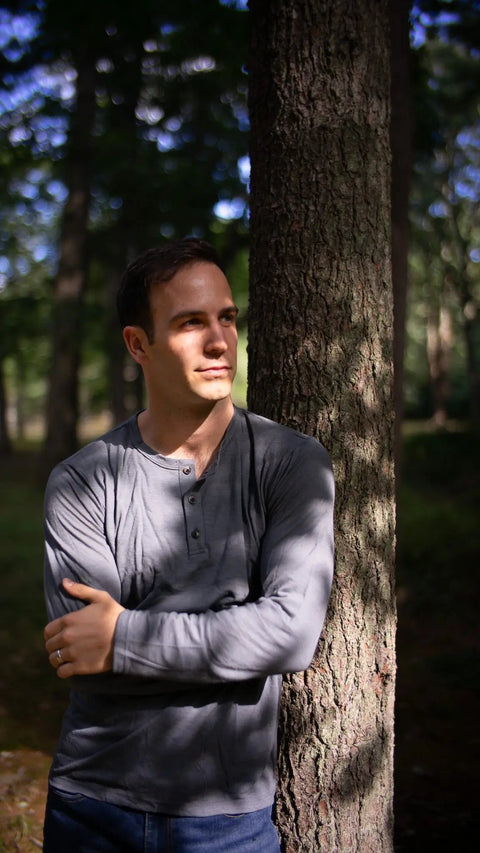 Men's Merino Wool Henley Long Sleeve Shirt – Soft Breathable Black | Manufactured in USA Ramblers Way  Mens Tops