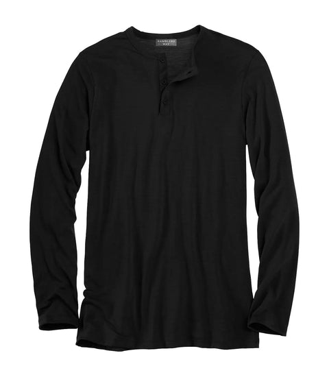 Men's Merino Wool Henley Long Sleeve Shirt – Soft Breathable Black | Manufactured in USA Ramblers Way  Mens Tops