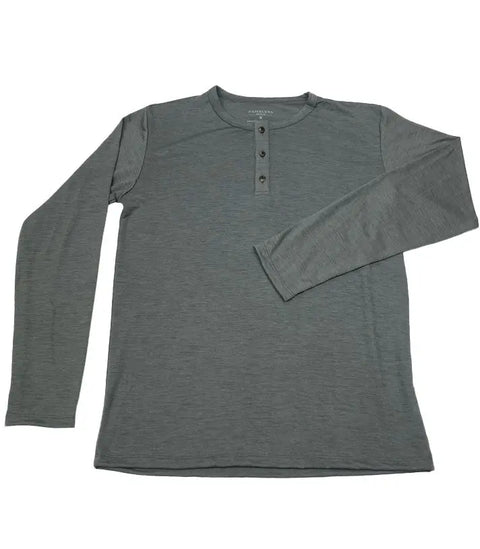 Men's Merino Wool Henley Long Sleeve Shirt – Soft Breathable Black | Manufactured in USA Ramblers Way  Mens Tops