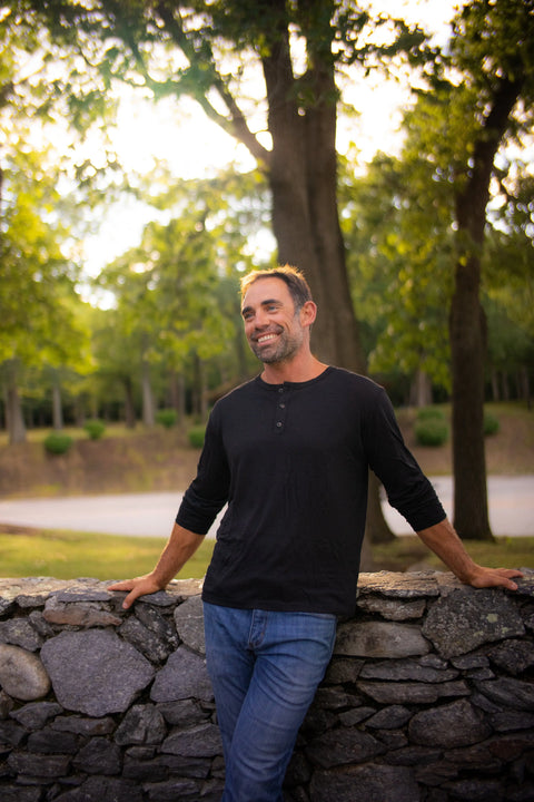 Men's Merino Wool Henley Long Sleeve Shirt – Soft Breathable Black | Manufactured in USA Ramblers Way  Mens Tops