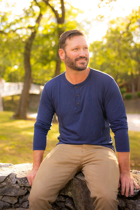Men's Merino Wool Henley Long Sleeve Shirt – Soft Breathable Black | Manufactured in USA Ramblers Way  Mens Tops