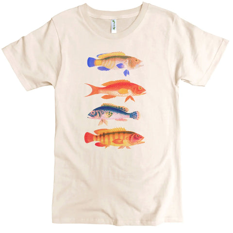 Men's Organic Cotton Four Fish Graphic Tee – Eco Friendly Crewneck | Made in USA Spiritex | Sustainable Apparel  Men's Graphic Tees