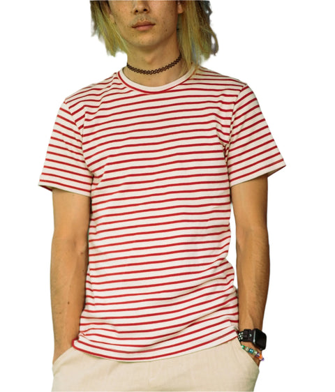 Men's Organic Cotton Striped Crewneck Tee – Slim Fit Short Sleeve | Made in USA Spiritex | Sustainable Apparel  Men's Tees & Tanks