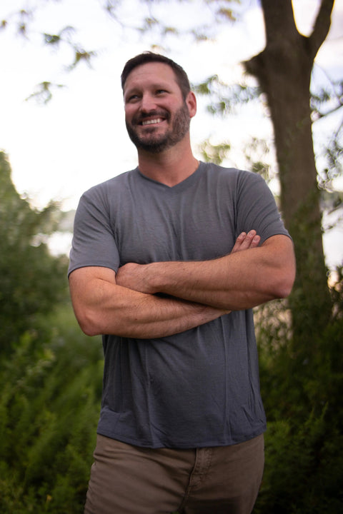 Men's Organic Merino Wool Cross Neck Shirt – Short Sleeve | Manufactured in USA Ramblers Way  Mens Tops