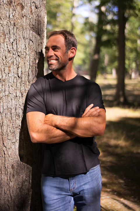 Men's Organic Merino Wool Cross Neck Shirt – Short Sleeve | Manufactured in USA Ramblers Way  Mens Tops