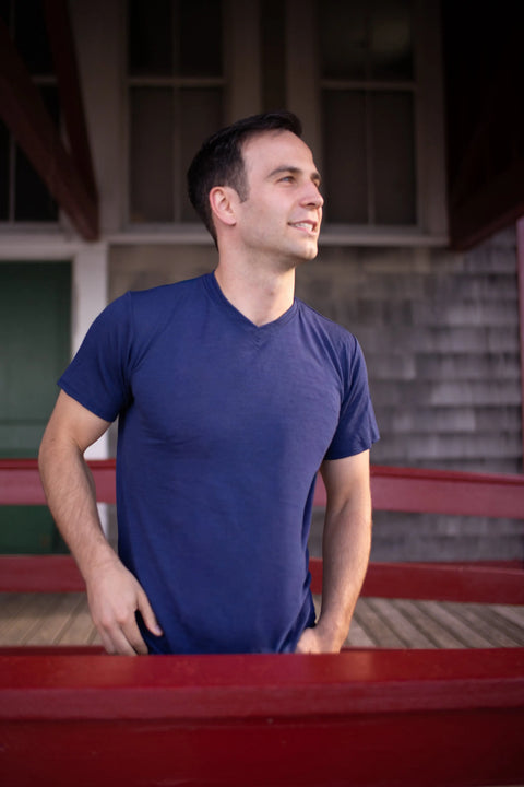 Men's Organic Merino Wool Cross Neck Shirt – Short Sleeve | Manufactured in USA Ramblers Way  Mens Tops