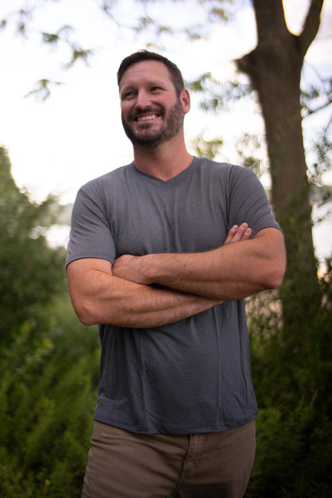 Men's Organic Merino Wool Cross Neck Shirt – Short Sleeve | Manufactured in USA Ramblers Way  Mens Tops