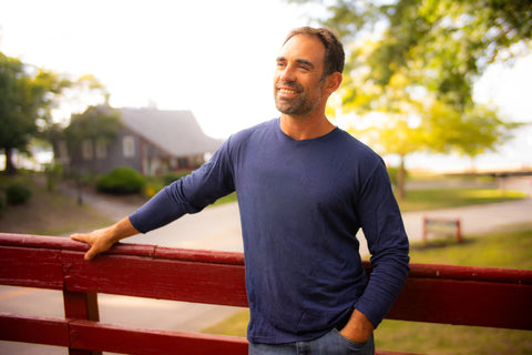 Men's Organic Merino Wool Sweater – Cross Neck Design | Manufactured in USA Ramblers Way  Mens Tops