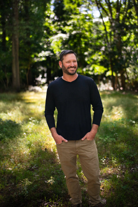 Men's Organic Merino Wool Sweater – Cross Neck Design | Manufactured in USA Ramblers Way  Mens Tops