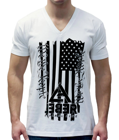 Men's Patriotic Graphic V-Neck T-Shirt – The Campaigner | Rebel Apparel – Made in USA Leber Apparel Line  Shirt