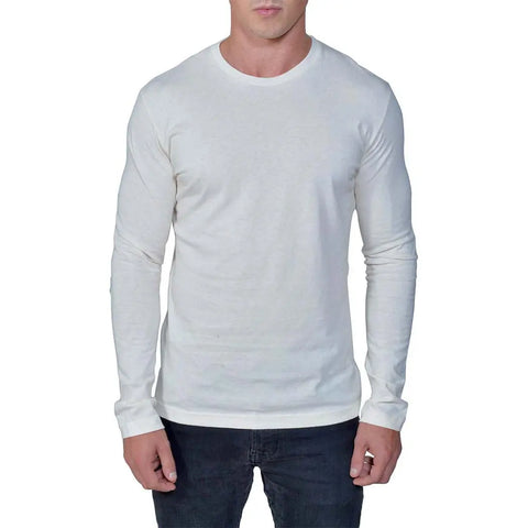 Men’s Slim Fit Long Sleeve Crewneck Tee – Organic Cotton 1x1 Baby Rib | Made in USA Spiritex | Sustainable Apparel  Men's Tees & Tanks