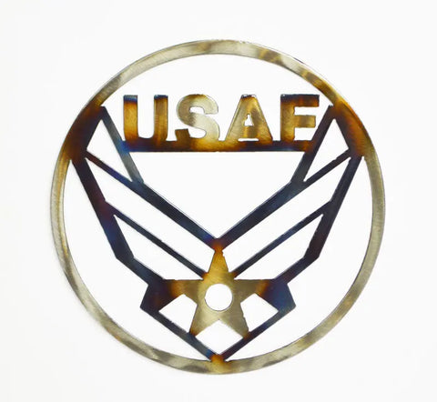Metal Circle Arts Wall Decor – USAF Airforce Emblem | Made in USA Knights Home Decor  item