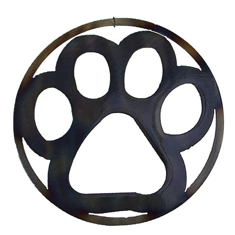 Metal Dog Paw Wall Art – Rustic Pet Lover Decor | Handcrafted Circle Design Made in USA Knights Home Decor  item