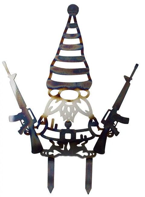Metal Garden Gnome Statue – Armed Outdoor Décor – Durable American-Made Lawn Ornament | Made in USA Knights Home Decor  item