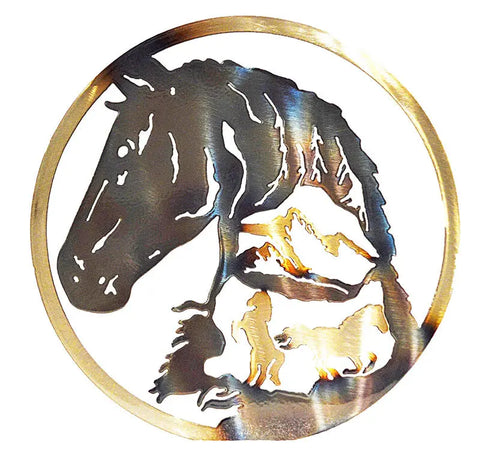 Metal Horse Silhouette Wall Art – Rustic Western Decor | Handcrafted Made in USA Knights Home Decor  item