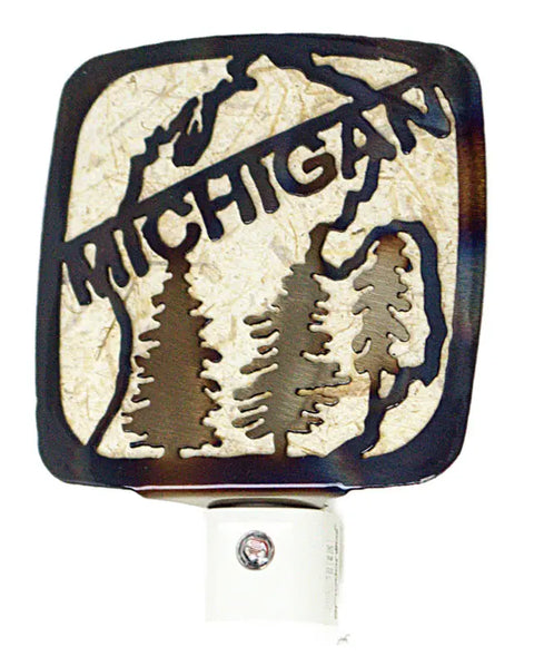 Michigan Shape Night Light – Handcrafted Pine Tree Design | Ambient Lighting Made in USA Knights Home Decor  item