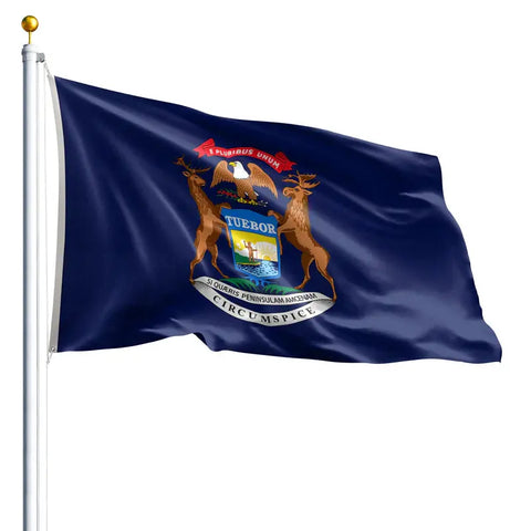 Michigan State Nylon Flag – Durable 200 Denier Outdoor Material with UV-Resistant SolarGuard Dyes | Made in USA Freedom Flag and Pole 