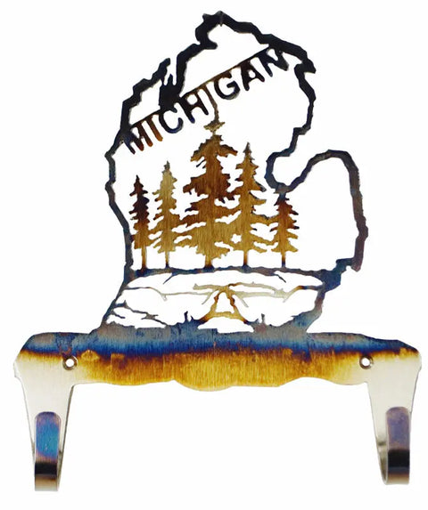 Michigan State Rustic Metal Wall Hook – Steel Coat and Towel Rack | Made in USA Knights Home Decor  item