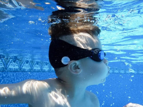 Midnight Swim Goggles – Tangle-Free Black Strap with Blue Anti-Fog Lenses | Splash Place | Assembled in USA Splash Place  Swim Goggles