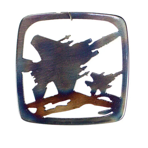 Military Aircraft Metal Coaster – Durable Heat Resistant Drink Accessory | Handmade in USA Knights Home Decor  item
