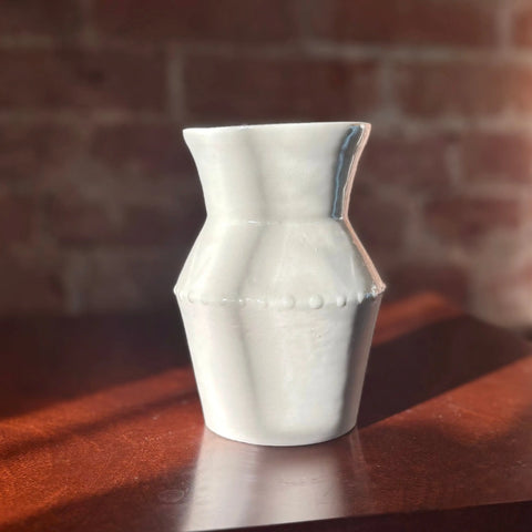 Milky Way 3 | Handcrafted Porcelain Angular Vase 6 Inch Height With White Gloopy Glaze Finish – Minimalist Decor | Made in USA All Muddy 
