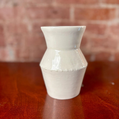 Milky Way 3 | Handcrafted Porcelain Angular Vase 6 Inch Height With White Gloopy Glaze Finish – Minimalist Decor | Made in USA All Muddy 
