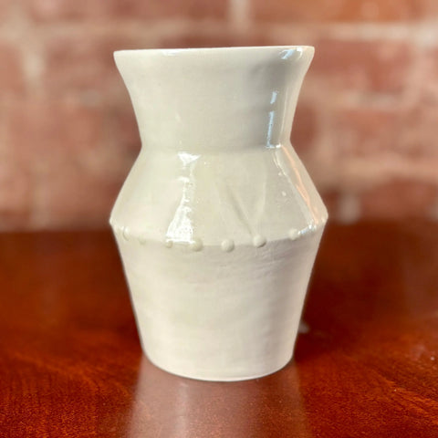 Milky Way 3 | Handcrafted Porcelain Angular Vase 6 Inch Height With White Gloopy Glaze Finish – Minimalist Decor | Made in USA All Muddy 