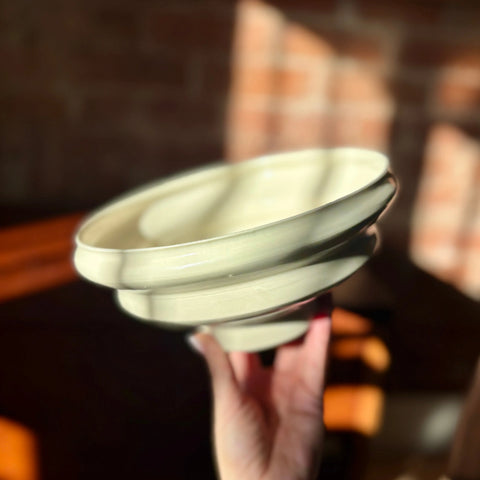 Milky Way 5 | Handcrafted 8 Inch Porcelain Angular Decorative Bowl – Minimalist Ceramic Ikebana Vase | Made in USA All Muddy 