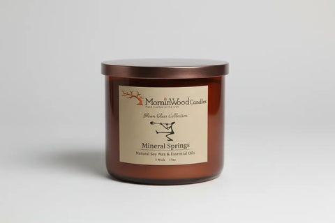 Mineral Springs-Soy 3-Wick Blown Glass Collection MorninWood Candles  3 Wick Candle