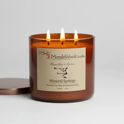 Mineral Springs Soy Candle 3 Wick 17oz – Handcrafted Aromatherapy Home Fragrance | Made in USA MorninWood Candles  3 Wick Candle