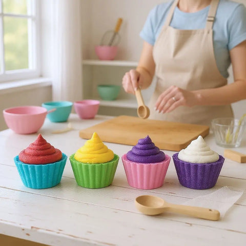 Mini Bath Cupcake Set 4 Pack – Handmade Scented Bath Bombs | Vibrant Colors | Made in USA Bath Bums  bath bomb