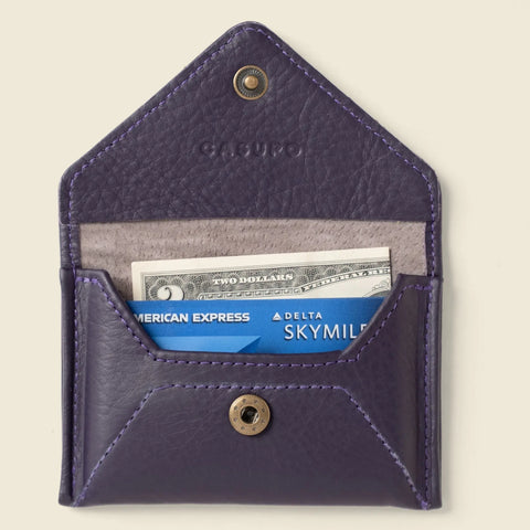 Mini Envelope Card Case Wallet 4.5 Inch Full Grain Leather RFID Secure –  Eggplant | Made in USA by Casupo CASUPO  Envelope Wallet