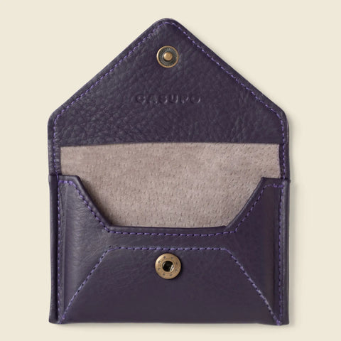 Mini Envelope Card Case Wallet 4.5 Inch Full Grain Leather RFID Secure –  Eggplant | Made in USA by Casupo CASUPO  Envelope Wallet