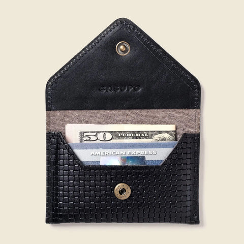 Mini Envelope Wallet 4.5 Inch Woven Leather – RFID Blocking | Handmade in USA CASUPO  Envelope Wallet