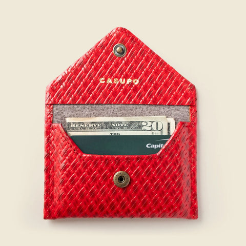 Mini Envelope Wallet With RFID Protection - Red Woven CASUPO  Envelope Wallet