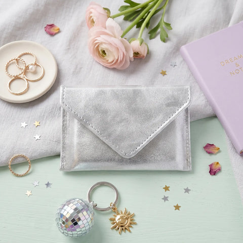 Mini Envelope Wallet With RFID Protection - Silver Glitter CASUPO  Envelope Wallet