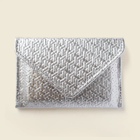 Mini Envelope Wallet With RFID Protection - Silver Woven CASUPO  Envelope Wallet
