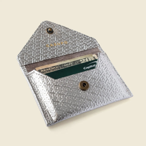 Mini Envelope Wallet With RFID Protection - Silver Woven CASUPO  Envelope Wallet
