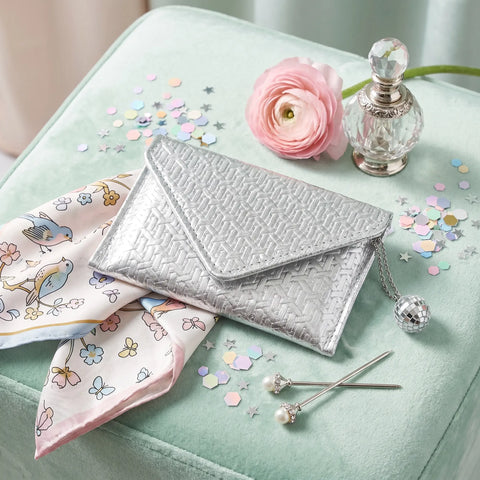 Mini Envelope Wallet With RFID Protection - Silver Woven CASUPO  Envelope Wallet
