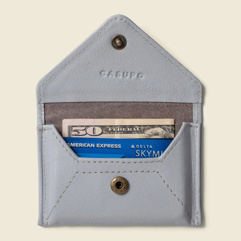 Mini Ice Blue Leather Envelope Card Case Wallet 4.5 Inch – RFID Safe | Handmade in USA CASUPO  Envelope Wallet