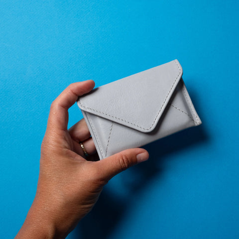Mini Ice Blue Leather Envelope Card Case Wallet 4.5 Inch – RFID Safe | Handmade in USA CASUPO  Envelope Wallet