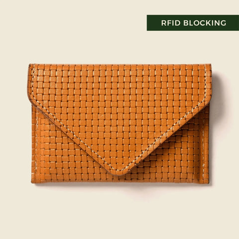 Mini Leather Envelope Tan Wallet 4.5 Inch RFID Protection | Handmade in USA CASUPO  Envelope Wallet
