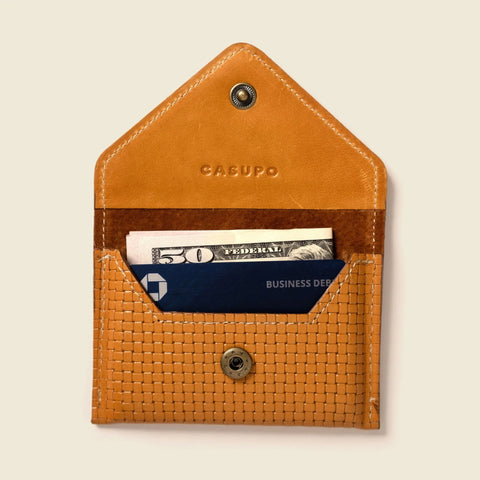 Mini Leather Envelope Tan Wallet 4.5 Inch RFID Protection | Handmade in USA CASUPO  Envelope Wallet