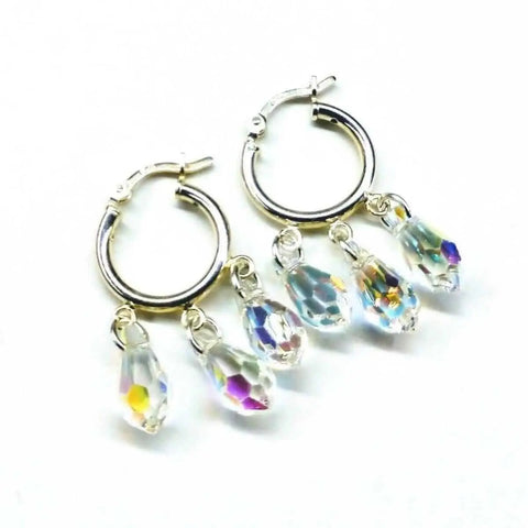 Mini Sterling Silver Hoop Earrings – Sparkling Crystal Dangles | Made in USA Alexa Martha Designs  Earrings
