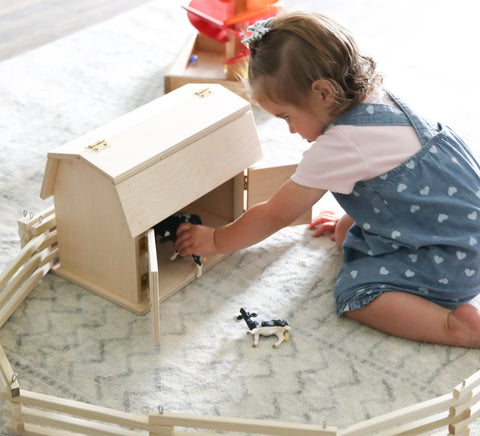 Mini Wooden Toy Barn With Opening Roof And Doors – Amish Crafted Farm Play Toy | Made in USA Amish Toy Box  Wooden Toy