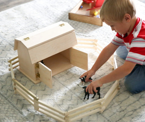 Mini Wooden Toy Barn With Opening Roof And Doors – Amish Crafted Farm Play Toy | Made in USA Amish Toy Box  Wooden Toy