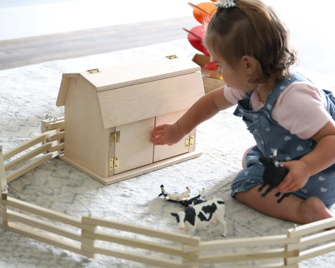 Mini Wooden Toy Barn With Opening Roof And Doors – Amish Crafted Farm Play Toy | Made in USA Amish Toy Box  Wooden Toy