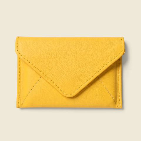 Mini Yellow Leather Card Case – RFID Protected 4.5 Inch | Handmade in USA CASUPO  Envelope Wallet